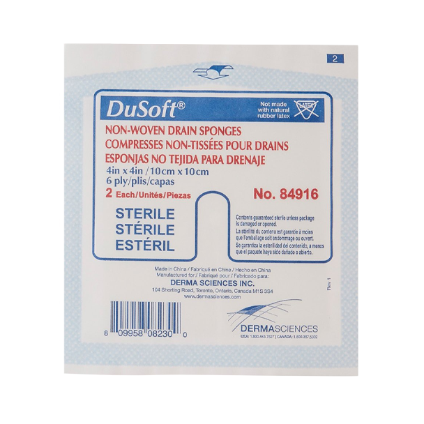 DuSoft Non-Woven Sterile Tracheostomy/Drain Sponge
