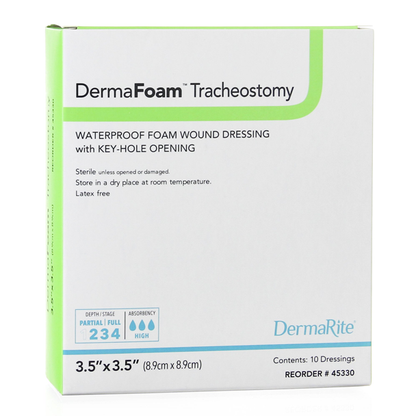 DermaFoam Tracheostomy Split Foam Dressing (3 1/2" x 3 1/2")
