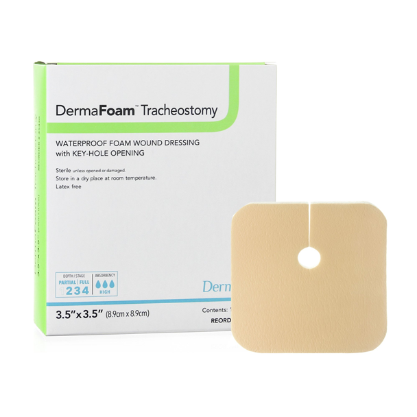 DermaFoam Tracheostomy Split Foam Dressing (3 1/2" x 3 1/2")