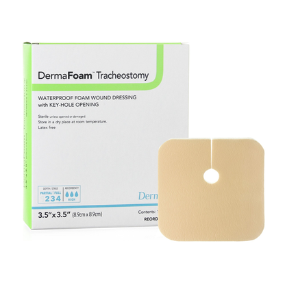 DermaFoam Tracheostomy Split Foam Dressing (3 1/2" x 3 1/2")