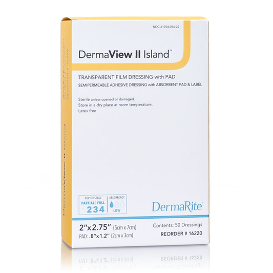 DermaView II Island Transparent Film Dressing (2" x 2 3/4")
