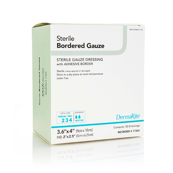 DermaRite Bordered Gauze Dressing (Sterile)
