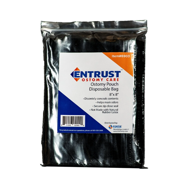 Entrust Ostomy Pouch Disposable Bags (8" x 8")