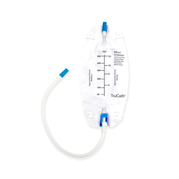 TruCath Premium Flocked Back Leg Bag with Flip Valve (500 mL)
