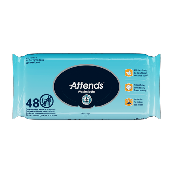 Attends Unscented Washcloths (48 ct)